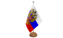 Russland mit Adler Tisch-Fahne aus Stoff mit Holzsockel | 22.5 x 15 cm